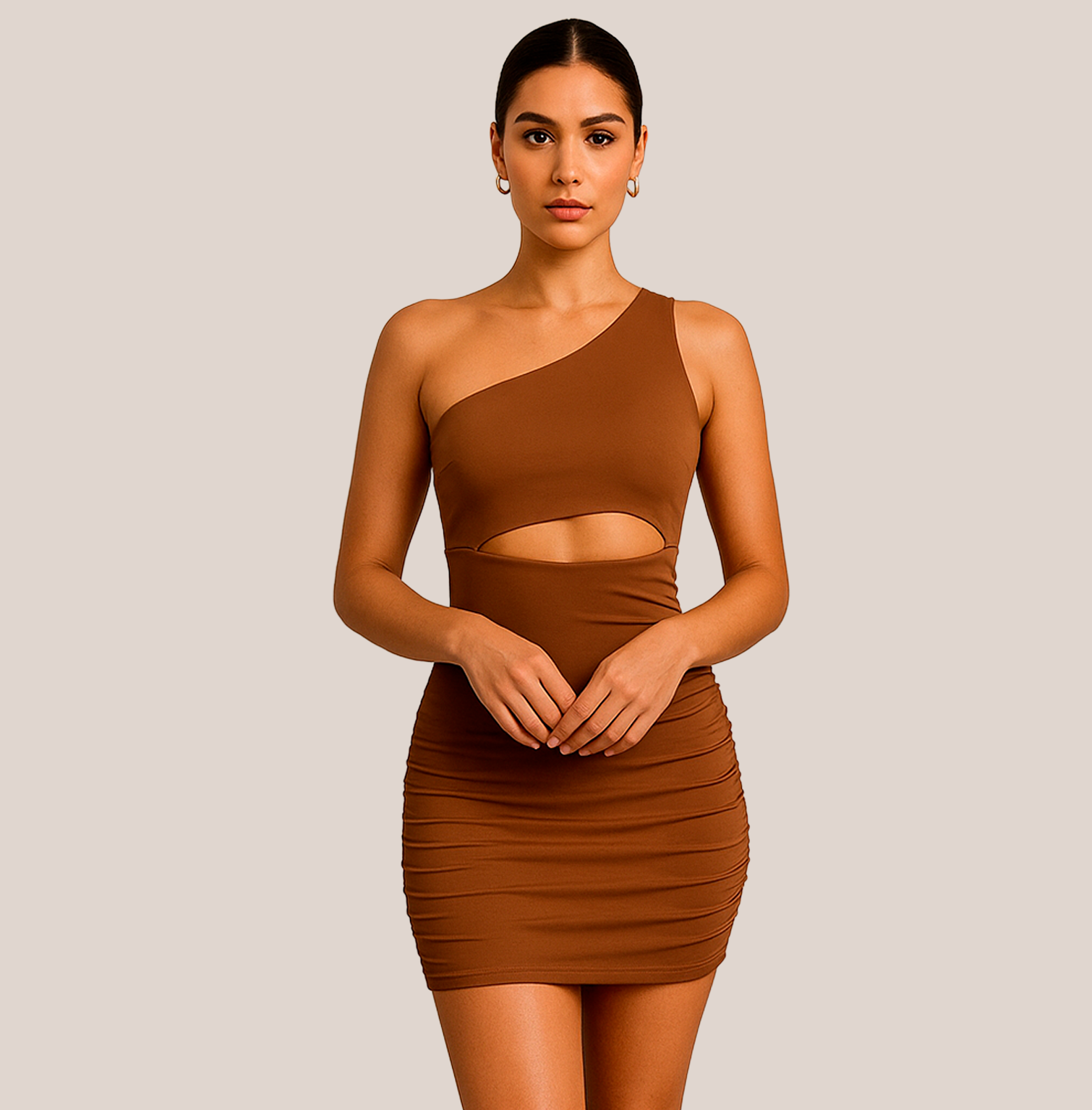 Cocoa Curve One-Shoulder Dress