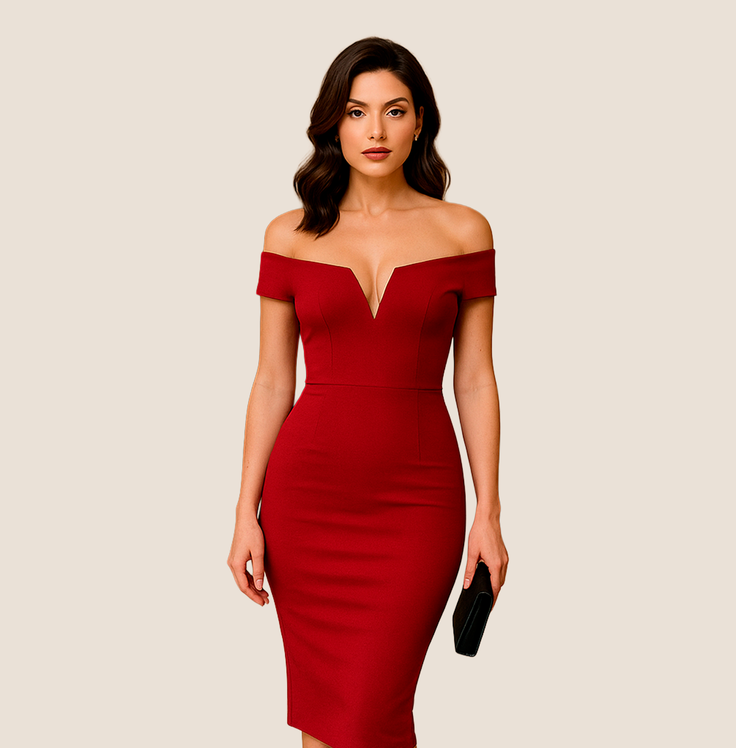 Crimson Royale Midi Dress